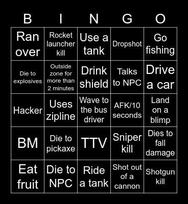 FORTNITE BINGO! Bingo Card