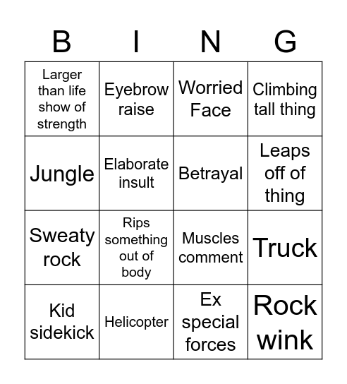 THE ROCK Bingo Card