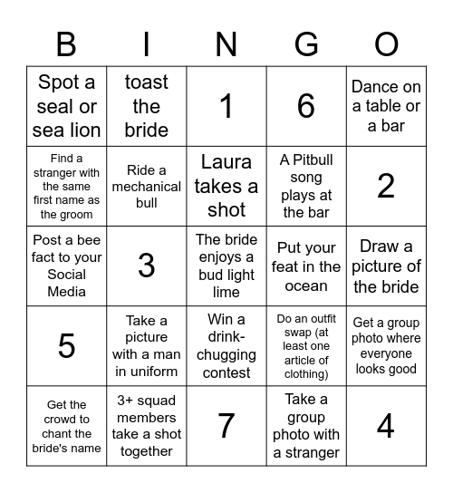 Bach Test Bingo Card