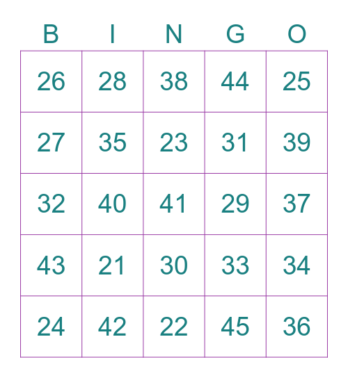 HAFAZAN 16/4 Bingo Card