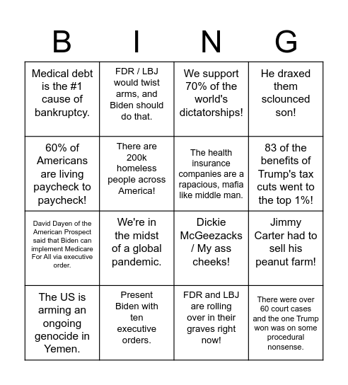 Kyle Kulinski's Talking Points! Bingo Card