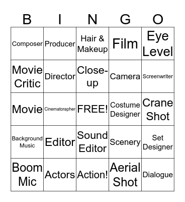 Career Focus: Making Movies Bingo Card