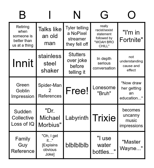 OOOHH BAYBE RARE CONVOS Bingo Card