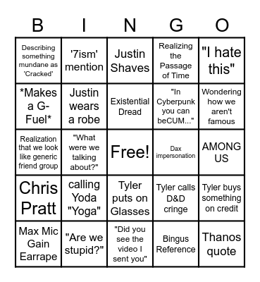 BINGUS Bingo Card