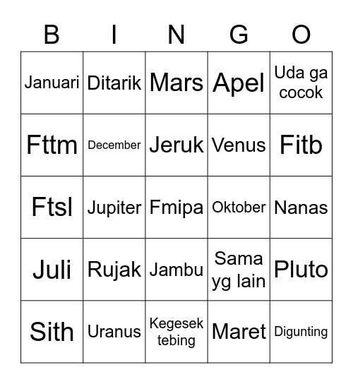 Bingo Card