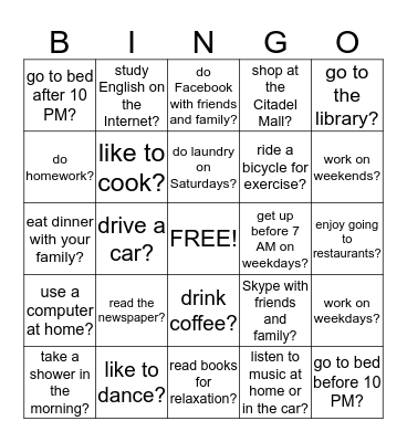 Get to Know You Bingo Card