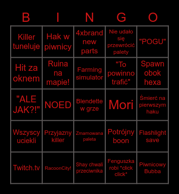 Urodzinowe bingo w DBD! Bingo Card