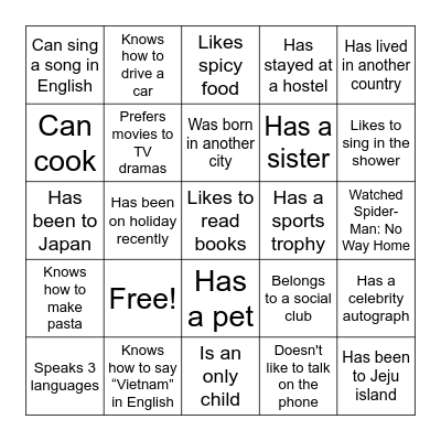 Bingo Icebreaker Bingo Card