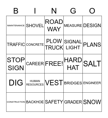 PENNDOT BINGO Card