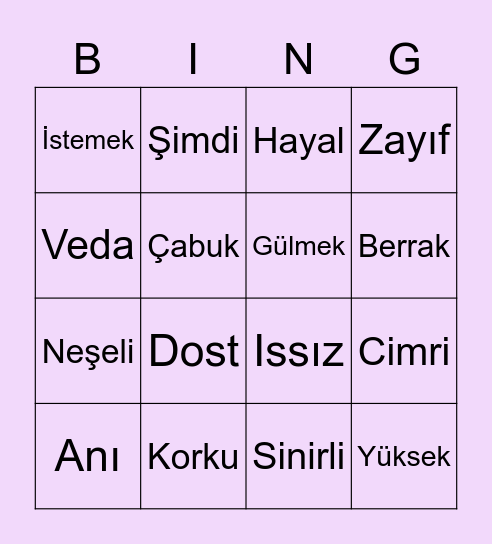 EŞ VE ZIT ANLAMLAR Bingo Card