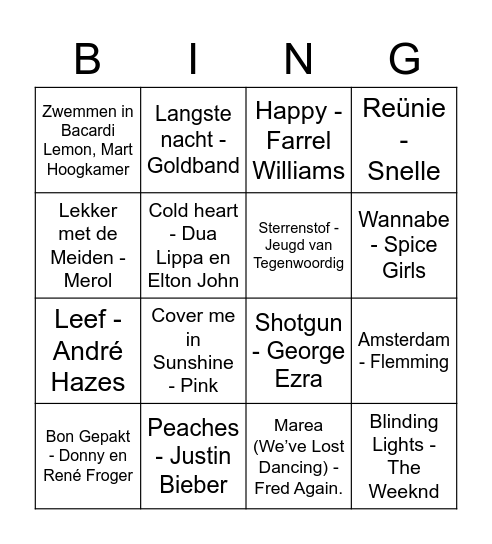 Paas Peijnen Pingo Bingo Card