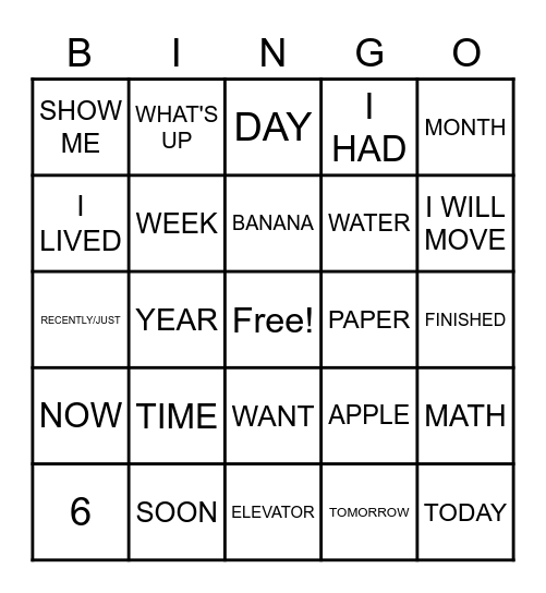 ASL BINGO Card