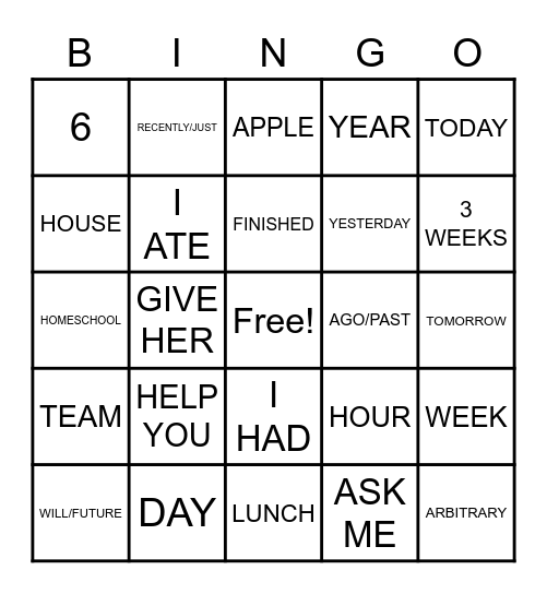 ASL BINGO Card