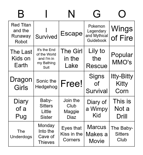 Book Fair Spring 2022 Bingo Card