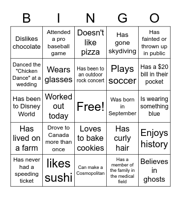 Getting to Know Our Neighbors Bingo Card
