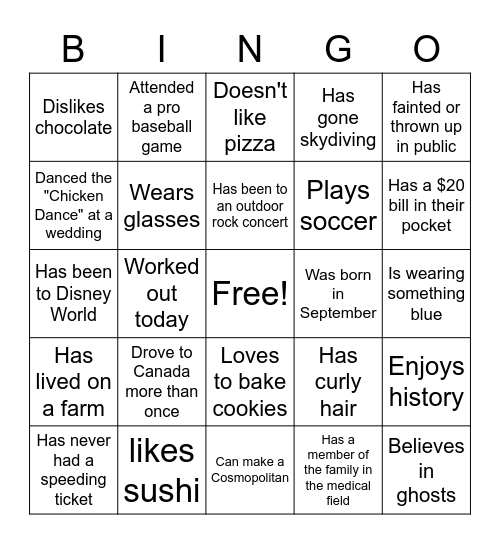 Getting to Know Our Neighbors Bingo Card