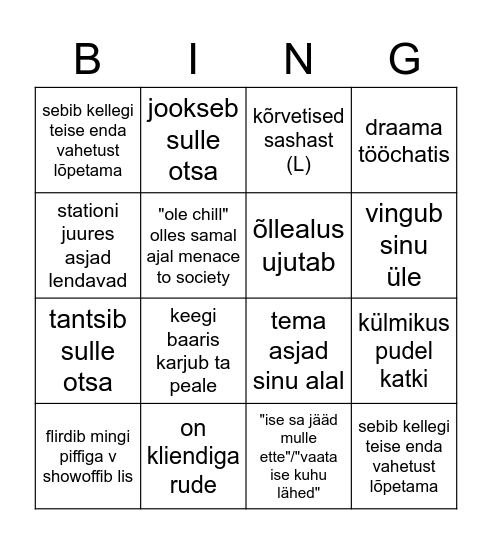 sveta bingo Card