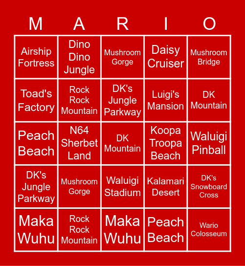MK8 Deluxe Booster Course Pack Bingo Card