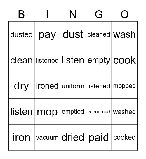 Regular Past Bingo Card