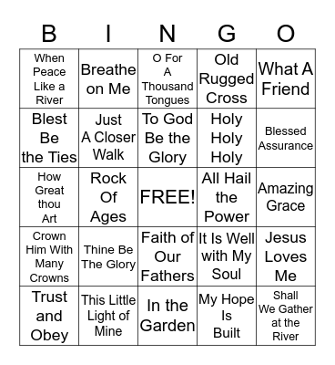 Hymnal Bingo Card