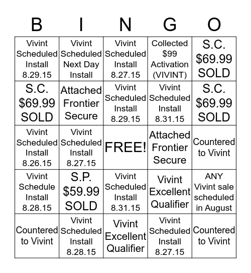 Security BINGO Card