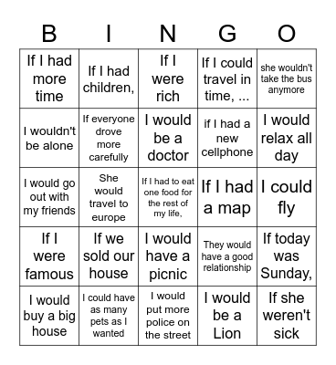 2th Conditional Bingo Card