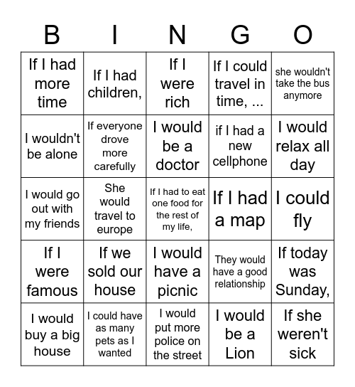 2th Conditional Bingo Card