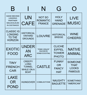 FRANCE 2022 Bingo Card