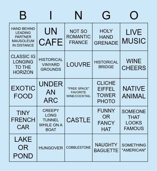 FRANCE 2022 Bingo Card