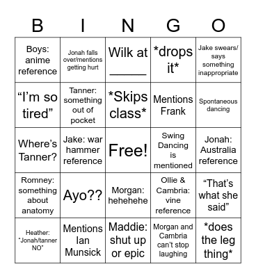 BKFL Bingo Card