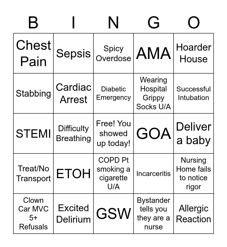 EMS BINGO :) Bingo Card