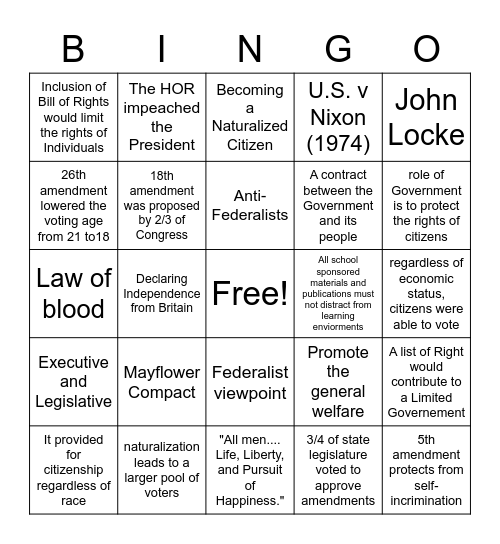 Day 9/10 Mission Possible Bingo Card