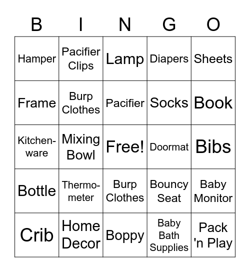 Baby Cash Bingo Card