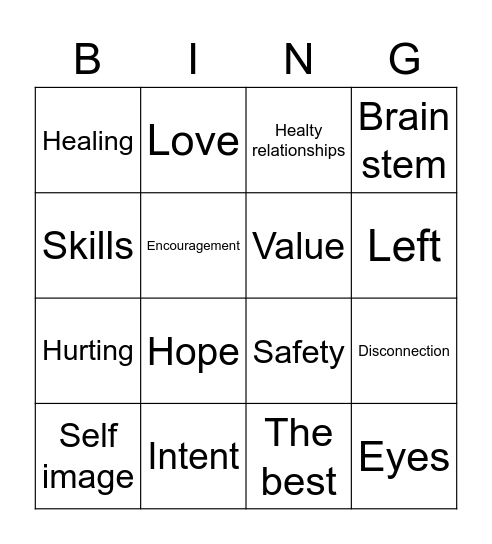 Positive Intent Bingo Card