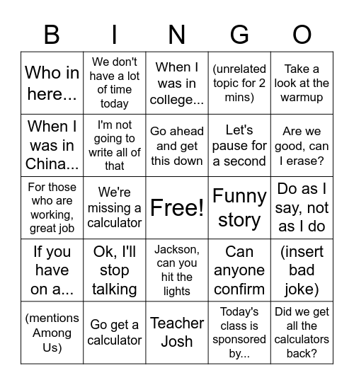 Lucas Conrad's Common Phrases Bingo Card