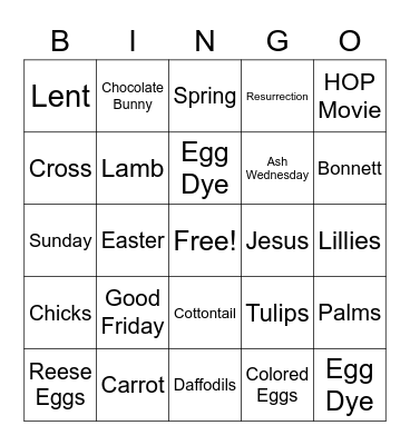 EASTER  Bingo Card