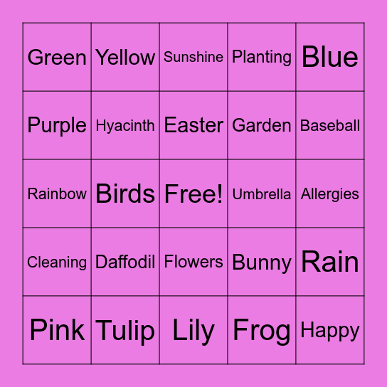 Spring Bingo Card