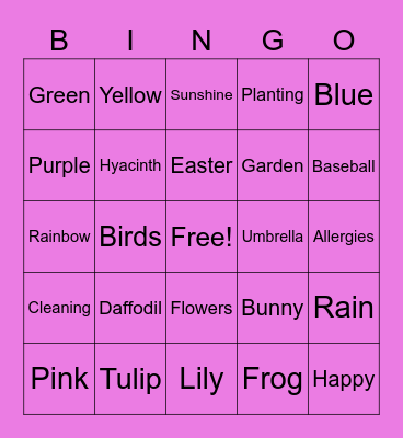 Spring Bingo Card