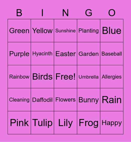 Spring Bingo Card