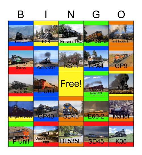 Locomotives in the West Bingo Card