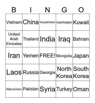 Asian Professor Bingo Card