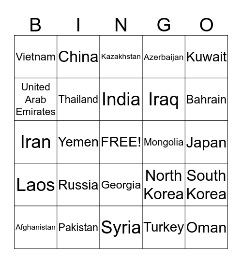 Asian Professor Bingo Card