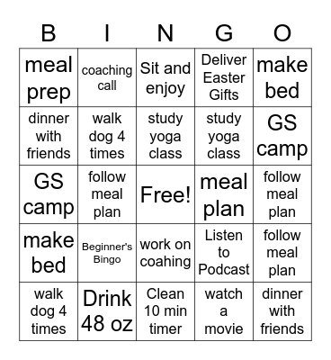 Self Care!!  Me taking care of me!! Bingo Card