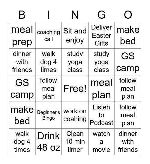 Self Care!!  Me taking care of me!! Bingo Card