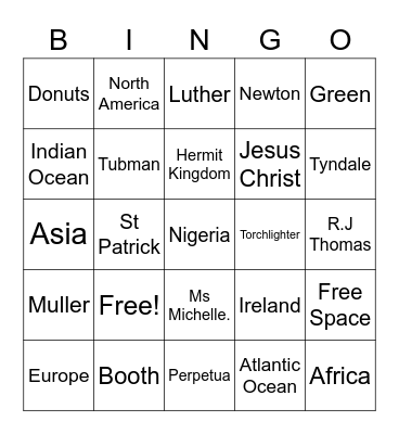 Torchlighters Bingo Card