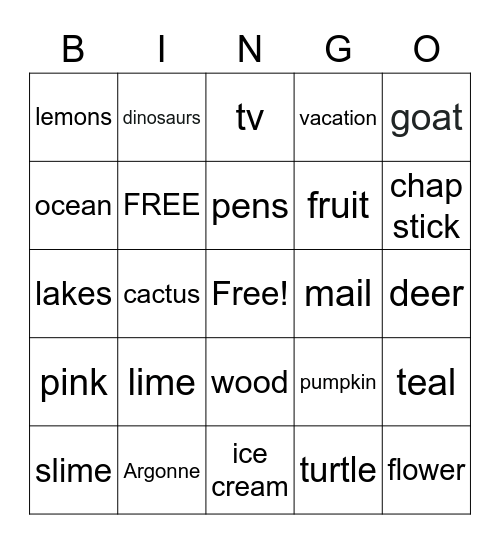 Laura bingo! Bingo Card