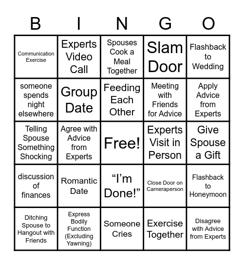 Married at First Sight Bingo Card