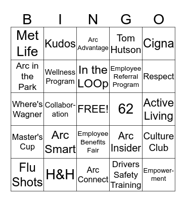 Arc Bingo Card
