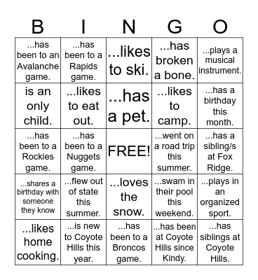 Find a person who... Bingo Card