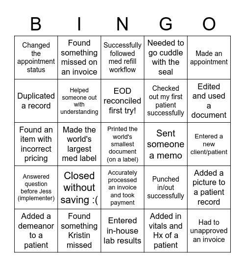 EZYVET GO LIVE!! Bingo Card